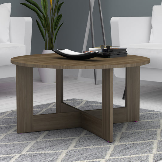 Τραπεζάκι σαλονιού Kati Megapap χρώμα καρυδί Ø80x42εκ. - Hippiehome.gr