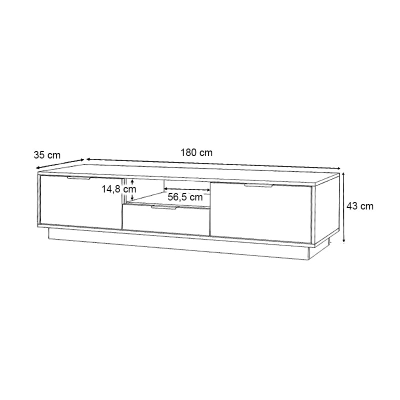 Έπιπλο τηλεόρασης Mensa Megapap χρώμα φυσικό οξιάς 180x35x43cm. - Hippiehome.gr
