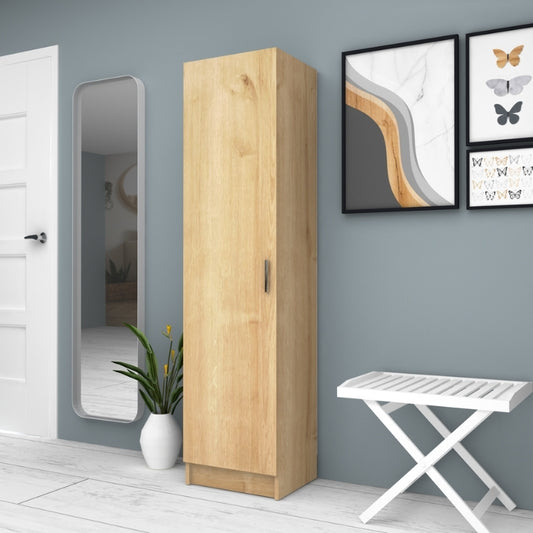 Ντουλάπα ρούχων - παπουτσοθήκη Petro Megapap μονόφυλλη χρώμα φυσικό οξιάς 45x38x180εκ. - Hippiehome.gr