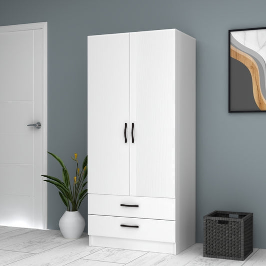 Ντουλάπα ρούχων Ricardo Megapap δίφυλλη χρώμα λευκό 80x51,8x181εκ. - Hippiehome.gr