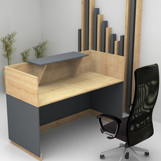 Γραφείο reception Lemmon Megapap χρώμα φυσικό οξιάς - ανθρακί 120x70x110εκ. - Hippiehome.gr