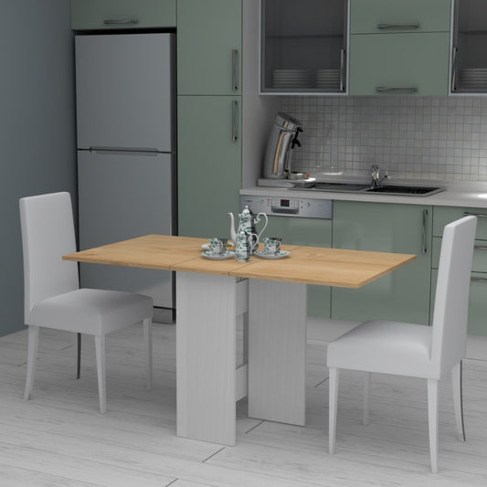 Τραπέζι Pepe Megapap επεκτεινόμενο χρώμα λευκό - φυσικό οξιάς 28(56+56)x77x75εκ. - Hippiehome.gr