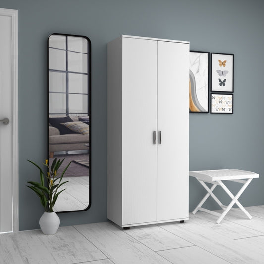 Ντουλάπα ρούχων - παπουτσοθήκη Eric Megapap δίφυλλη χρώμα λευκό 76x36x187εκ. - Hippiehome.gr