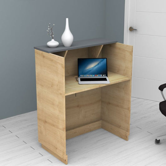 Γραφείο υποδοχής - reception Gemini Megapap χρώμα φυσικό οξιάς - ανθρακί 90x50x110εκ. - Hippiehome.gr