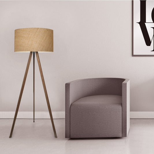 Φωτιστικό δαπέδου Rosling Megapap Mdf/ύφασμα Pvc χρώμα καρυδί/φυσικό 38x38x140εκ. - Hippiehome.gr