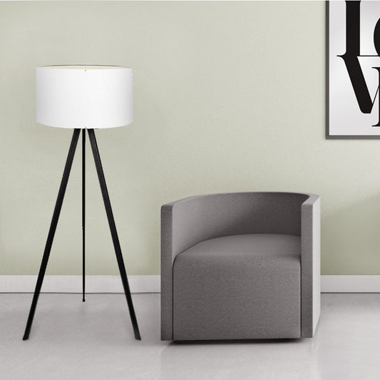 Φωτιστικό δαπέδου Rosling Megapap Mdf/ύφασμα Pvc χρώμα μαύρο - λευκό 38x38x140εκ. - Hippiehome.gr