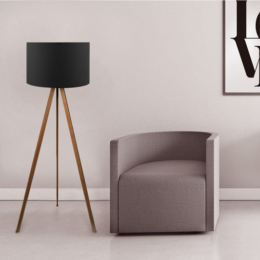 Φωτιστικό δαπέδου Rosling Megapap Mdf/ύφασμα Pvc χρωμα καρυδί/μαύρο 38x21x140εκ. - Hippiehome.gr