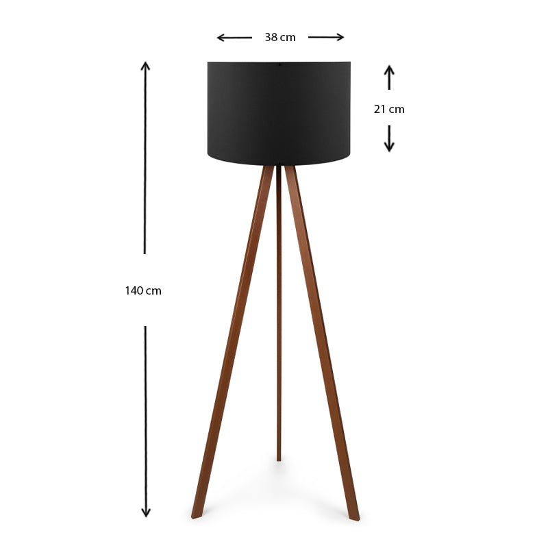 Φωτιστικό δαπέδου Rosling Megapap Mdf/ύφασμα Pvc χρωμα καρυδί/μαύρο 38x21x140εκ. - Hippiehome.gr