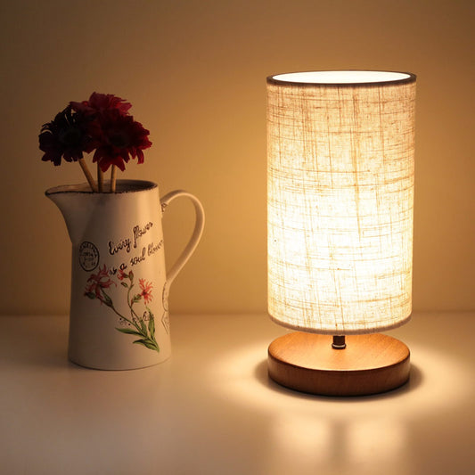 Φωτιστικό επιτραπέζιο Winkler Megapap wicker ύφασμα/ξύλο/μέταλλο χρώμα ανοιχτό καφέ 15x15x30εκ. - Hippiehome.gr