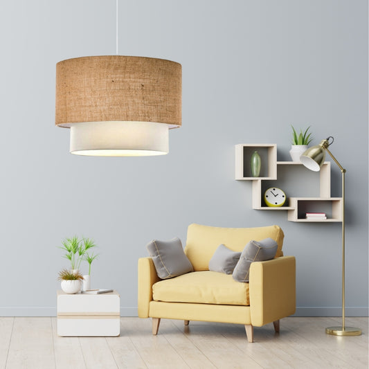 Φωτιστικό οροφής Whitehouse Megapap E27 γιούτα μονόφωτο χρώμα μπεζ 30x20x55εκ. - Hippiehome.gr