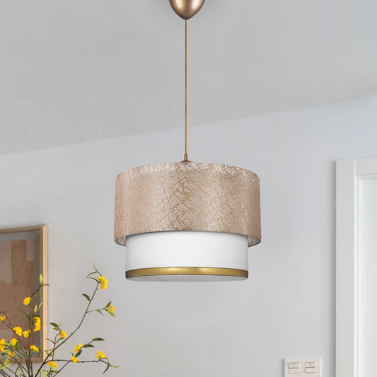 Φωτιστικό οροφής Barnhart Megapap υφασμάτινο μονόφωτο χρώμα χρυσό/κρεμ 30x20x70εκ. - Hippiehome.gr