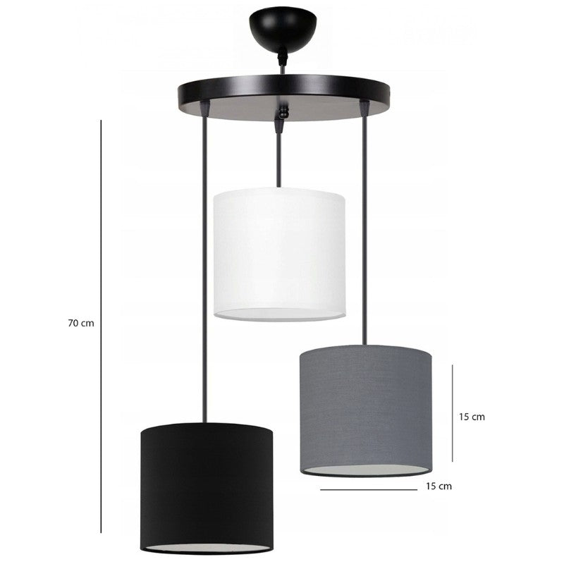 Φωτιστικό οροφής Rosie Megapap υφασμάτινο τρίφωτο χρώμα γκρι/μαύρο 15x15x90εκ. - Hippiehome.gr