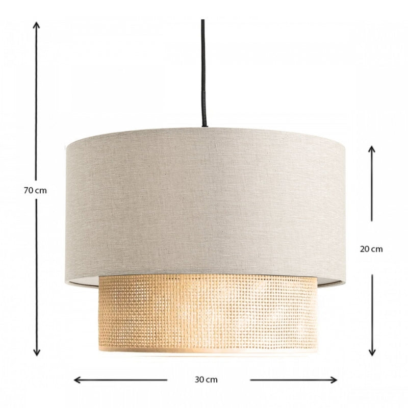 Φωτιστικό οροφής Lucifer Megapap E27 υφασμάτινο μονόφωτο χρώμα κρεμ 30x20x70εκ. - Hippiehome.gr