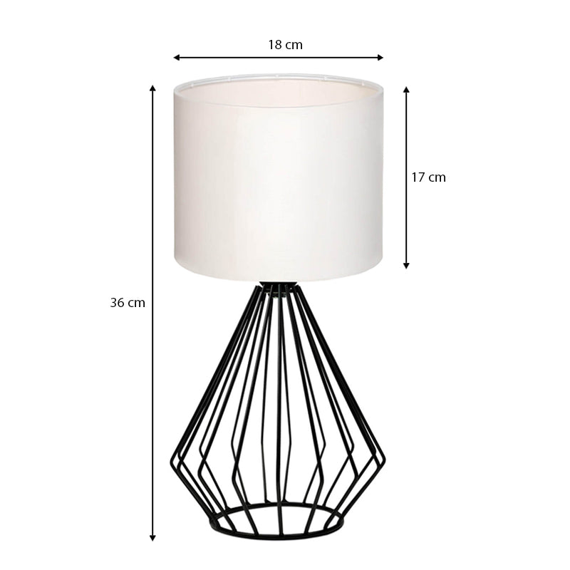Φωτιστικό επιτραπέζιο Aldo Megapap E27 υφασμάτινο - μεταλλικό χρώμα λευκό - μαύρο Φ18x36εκ. - Hippiehome.gr