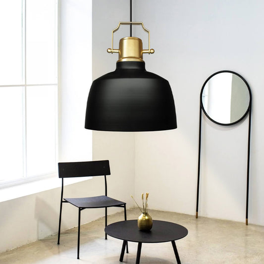 Φωτιστικό οροφής Artes Megapap E27 μεταλλικό μονόφωτο χρώμα μαύρο - χρυσό Φ22x100εκ. - Hippiehome.gr