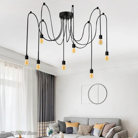 Φωτιστικό οροφής Octopus Megapap E27 οκτάφωτο χρώμα μαύρο 150εκ. - Hippiehome.gr