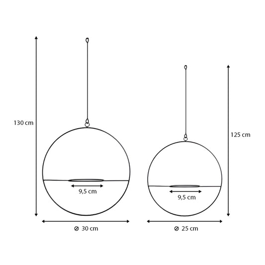 Βάση - ζαρντινιέρα κρεμαστή σετ 2τμχ μεταλλική για φυτά εσωτερικού και εξωτερικού χώρου χρώμα μαύρο Φ30εκ. - Hippiehome.gr