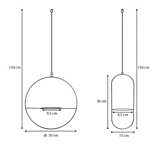 Βάση - ζαρντινιέρα κρεμαστή σετ 2τμχ μεταλλική για φυτά εσωτερικού και εξωτερικού χώρου χρώμα μαύρο Φ25εκ. - Hippiehome.gr