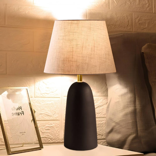 Φωτιστικό επιτραπέζιο Odesa Megapap E27 μεταλλικό - ύφασμα Pvc χρώμα μαύρο - κρεμ Ø14x35εκ. - Hippiehome.gr