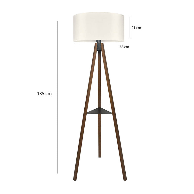 Φωτιστικό δαπέδου Thomas Megapap E27 Mdf/ύφασμα Pvc χρώμα καρυδί - κρεμ 38x38x135εκ. - Hippiehome.gr