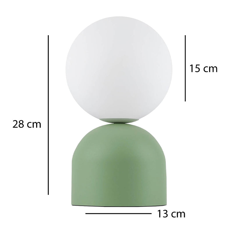 Φωτιστικό επιτραπέζιο Albus Megapap E14 μεταλλικό - γυάλινο χρώμα μέντα - λευκό Ø13x28εκ. - Hippiehome.gr