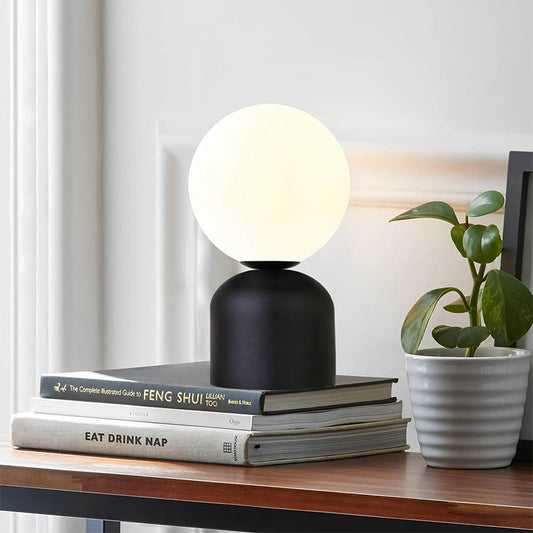 Φωτιστικό επιτραπέζιο Albus Megapap E14 μεταλλικό - γυάλινο χρώμα μαύρο - λευκό Ø13x28εκ. - Hippiehome.gr