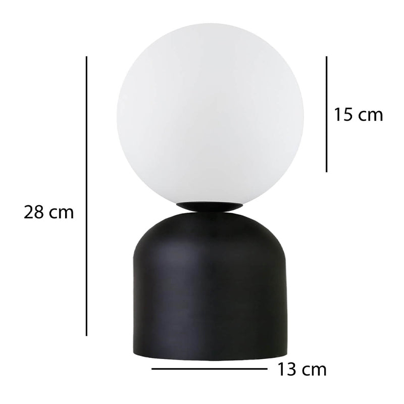 Φωτιστικό επιτραπέζιο Albus Megapap E14 μεταλλικό - γυάλινο χρώμα μαύρο - λευκό Ø13x28εκ. - Hippiehome.gr