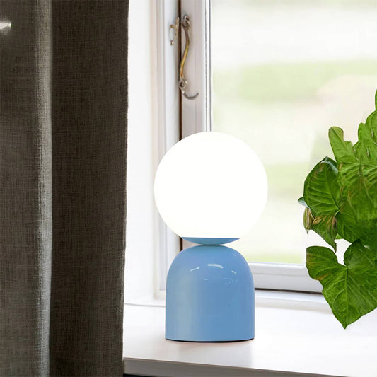 Φωτιστικό επιτραπέζιο Albus Megapap E14 μεταλλικό - γυάλινο χρώμα μπλε - λευκό Ø13x28εκ. - Hippiehome.gr