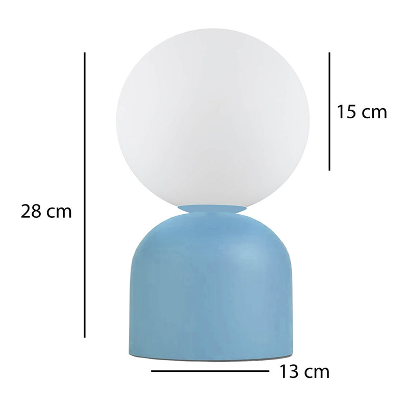 Φωτιστικό επιτραπέζιο Albus Megapap E14 μεταλλικό - γυάλινο χρώμα μπλε - λευκό Ø13x28εκ. - Hippiehome.gr