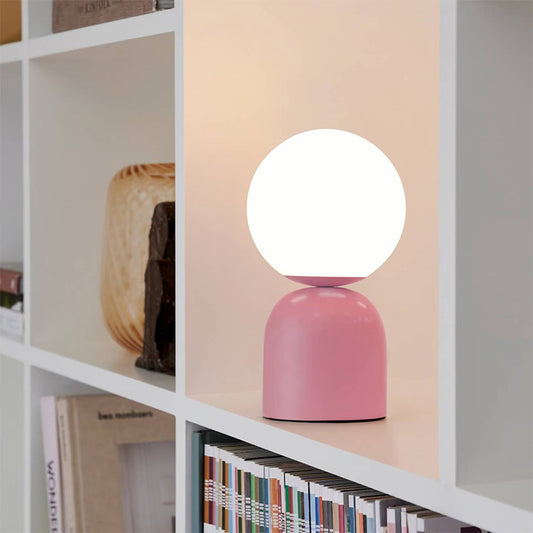 Φωτιστικό επιτραπέζιο Albus Megapap E14 μεταλλικό - γυάλινο χρώμα ροζ - λευκό Ø13x28εκ. - Hippiehome.gr