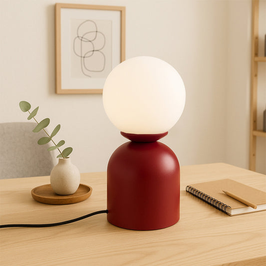 Φωτιστικό επιτραπέζιο Albus Megapap E14 μεταλλικό - γυάλινο χρώμα μπορντώ - λευκό Ø13x28εκ. - Hippiehome.gr