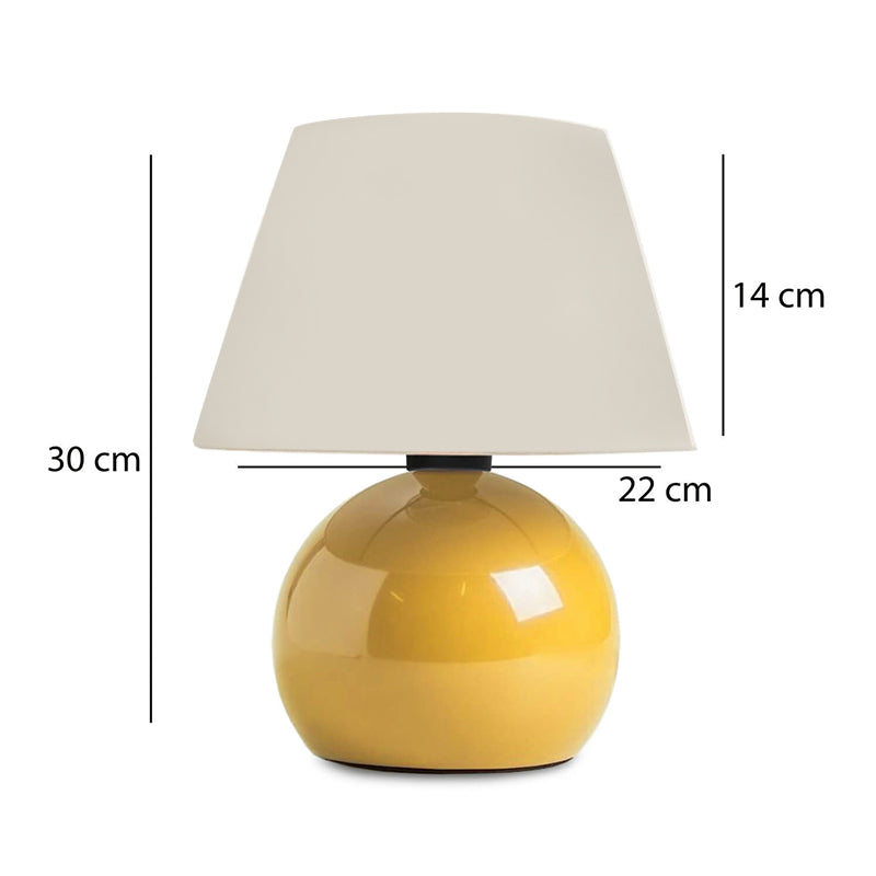 Φωτιστικό επιτραπέζιο Alaska Megapap E27 μεταλλικό - ύφασμα Pvc χρώμα κίτρινο - κρεμ Ø22x30εκ. - Hippiehome.gr