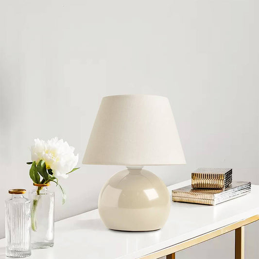 Φωτιστικό επιτραπέζιο Alaska Megapap E27 μεταλλικό - ύφασμα Pvc χρώμα κρεμ Ø22x30εκ. - Hippiehome.gr