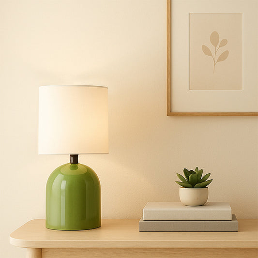 Φωτιστικό επιτραπέζιο Nehora Megapap E27 μεταλλικό - ύφασμα Pvc χρώμα πράσινο - κρεμ Ø15x30εκ. - Hippiehome.gr