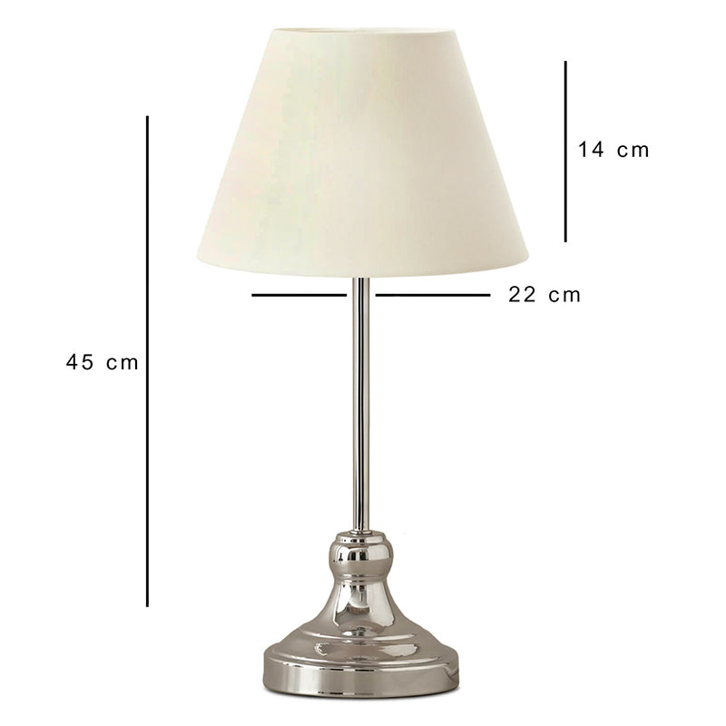 Φωτιστικό επιτραπέζιο Grace Megapap E27 μεταλλικό - ύφασμα Pvc χρώμα ασημί - κρεμ Ø22x45εκ. - Hippiehome.gr