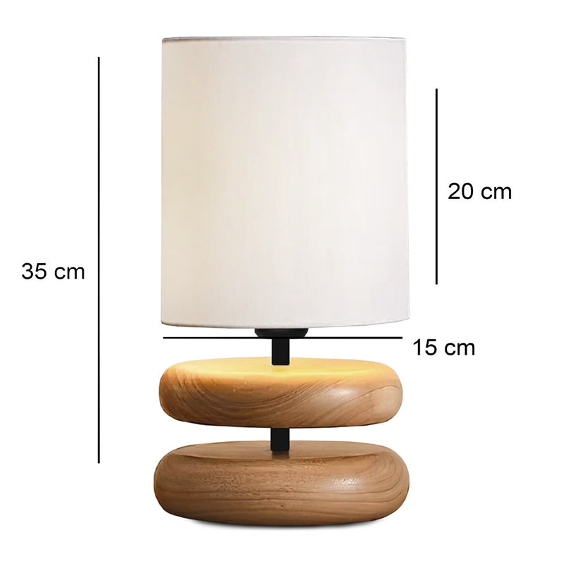 Φωτιστικό επιτραπέζιο Lucia Megapap E14 ξύλινο - ύφασμα Pvc χρώμα φυσικό - κρεμ Ø15x35εκ. - Hippiehome.gr