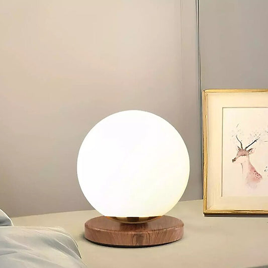 Φωτιστικό επιτραπέζιο Onda Megapap E27 ξύλινο - γυάλινο χρώμα φυσικό - λευκό Ø15x22εκ. - Hippiehome.gr