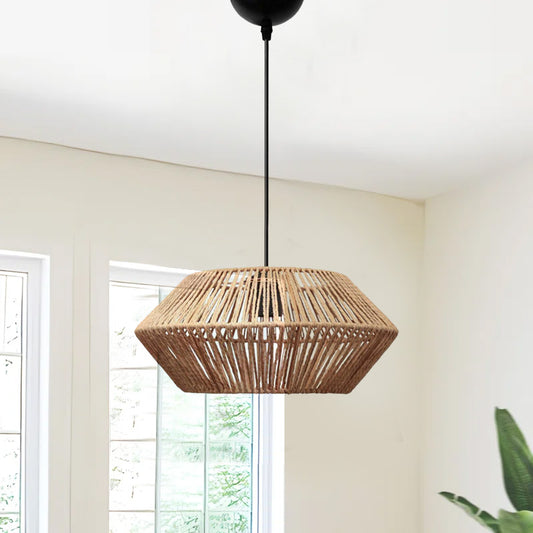 Φωτιστικό οροφής Castel Megapap E27 από σχοινί μονόφωτο χρώμα φυσικό Ø32x70εκ. - Hippiehome.gr