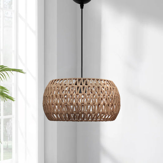 Φωτιστικό οροφής Miranda Megapap E27 από σχοινί μονόφωτο χρώμα φυσικό Ø30x70εκ. - Hippiehome.gr