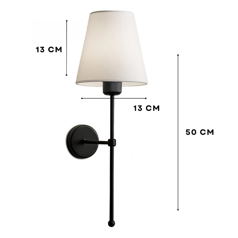 Απλίκα τοίχου Verma Megapap E27 υφασμάτινη - μεταλλική χρώμα μαύρο - κρεμ 13x13x50εκ. - Hippiehome.gr