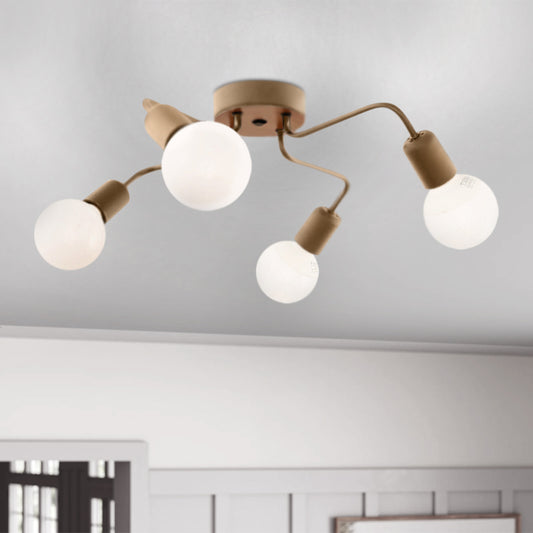 Φωτιστικό οροφής Horus Megapap E27 μεταλλικό τετράφωτο χρώμα χρυσό 48x48x10εκ. - Hippiehome.gr