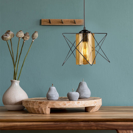 Φωτιστικό οροφής Indra Megapap E27 μεταλλικό μονόφωτο χρώμα μαύρο 17x17x50εκ. - Hippiehome.gr