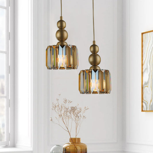 Φωτιστικό οροφής Alaba Megapap E27 μεταλλικό - γυάλινο δίφωτο χρώμα χρυσό 30x30x80εκ. - Hippiehome.gr