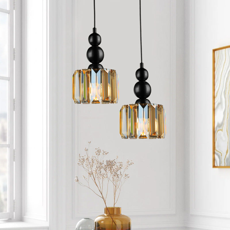 Φωτιστικό οροφής Alaba Megapap E27 μεταλλικό - γυάλινο δίφωτο χρώμα μαύρο 30x30x80εκ. - Hippiehome.gr