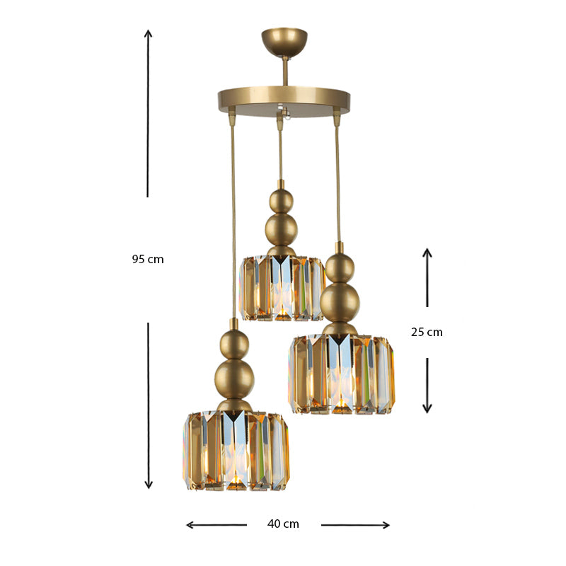 Φωτιστικό οροφής Alaba Megapap E27 μεταλλικό - γυάλινο τρίφωτο χρώμα χρυσό 40x40x95εκ. - Hippiehome.gr