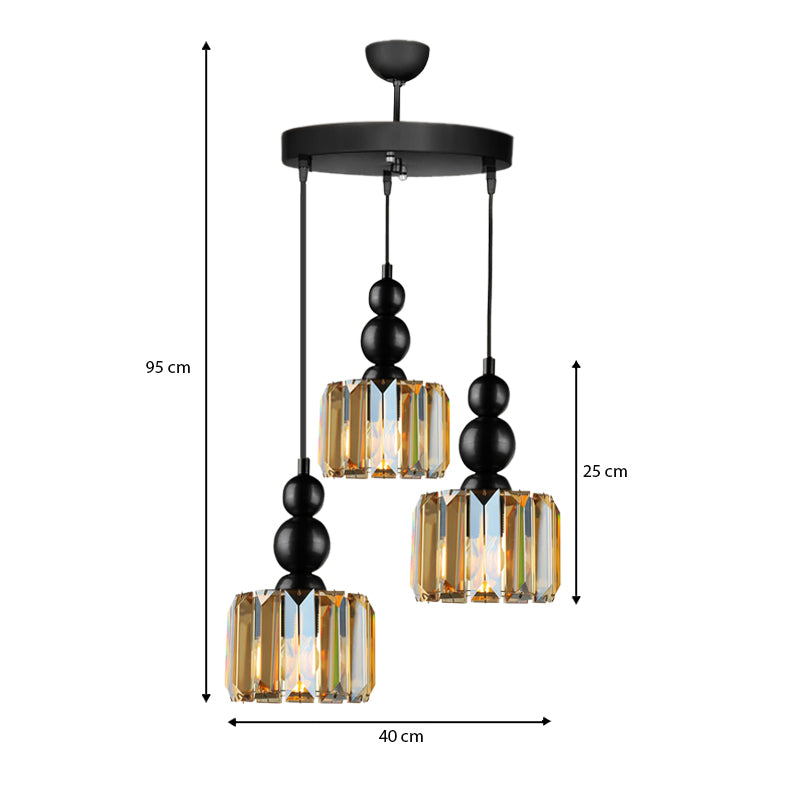 Φωτιστικό οροφής Alaba Megapap E27 μεταλλικό - γυάλινο τρίφωτο χρώμα μαύρο 40x40x95εκ. - Hippiehome.gr