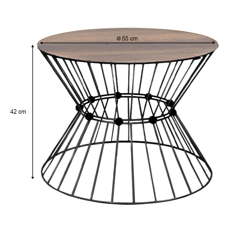 Τραπεζάκι σαλονιού Girene Megapap μεταλλικό - Mdf χρώμα μαύρο - καρυδί Ø55x42εκ. - Hippiehome.gr