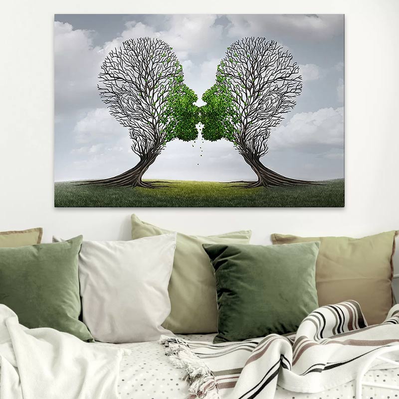 Πίνακας σε καμβά "Trees Growing With Love" Megapap ψηφιακής εκτύπωσης 75x50x3εκ. - Hippiehome.gr