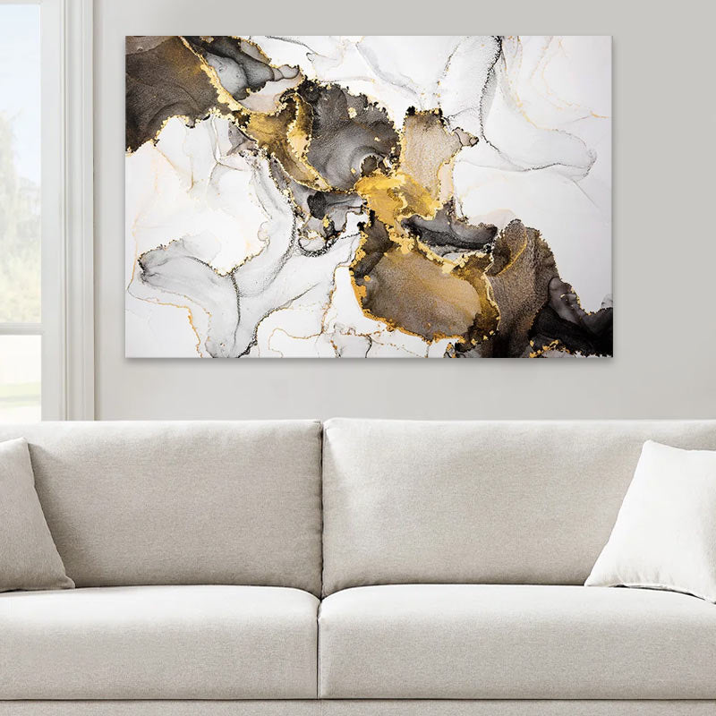 Πίνακας σε καμβά "Abstract Golden Dream" Megapap ψηφιακής εκτύπωσης 100x70x3εκ. - Hippiehome.gr