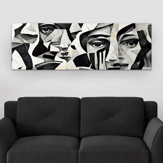 Πίνακας σε καμβά "Abstract Marble Faces" Megapap ψηφιακής εκτύπωσης 150x50x3εκ. - Hippiehome.gr